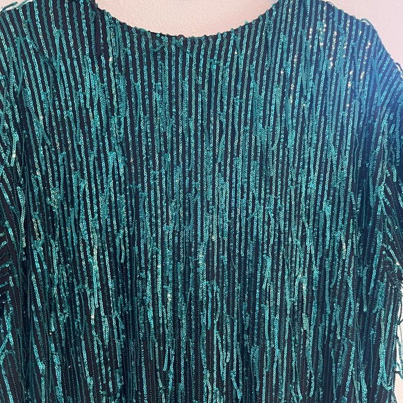 Zara Green Sequin Fringe Dress - Picture 6 of 6